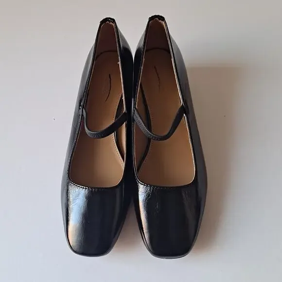 NWOB Madewell Greta Leather Square Toe Mary Jane Pumps True Black Womens Size 8 - Picture 7 of 15